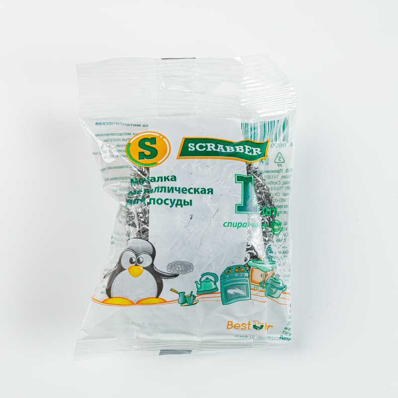 Мочалка металлическая SCRABER 15гр инд упаковке
