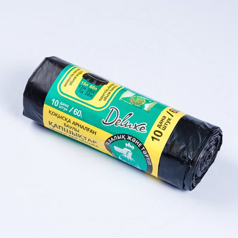 Пакет для мусора с завязками 60л/рул10шт Deluxe Пакет для мусора с завязками 60л/рул10шт Deluxe