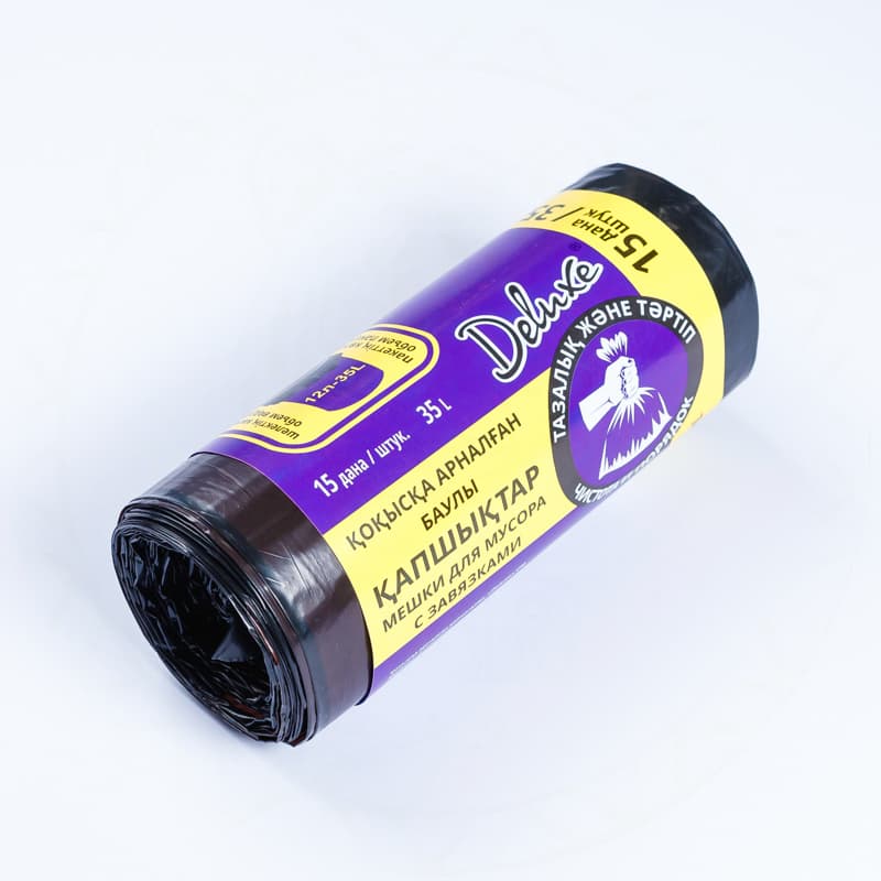 Пакет для мусора с завязками 35л/рул15 шт Deluxe Пакет для мусора с завязками 35л/рул15 шт Deluxe