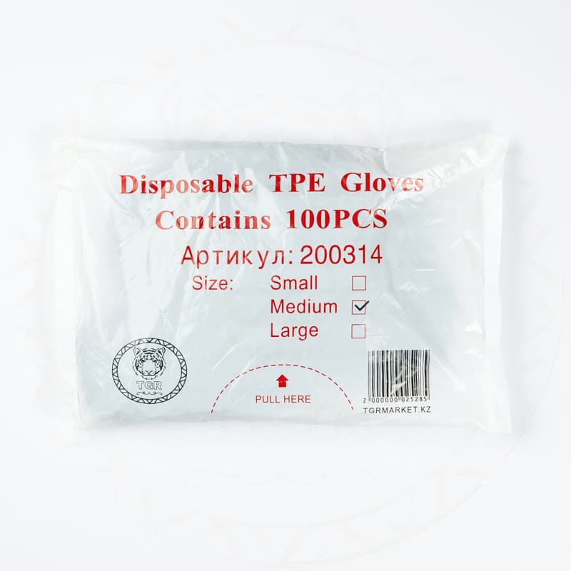 Перчатки TPE элостамер TGR в мягкой упаковке,размер М,черные Перчатки TPE элостамер TGR в мягкой упаковке,размер М,черные
